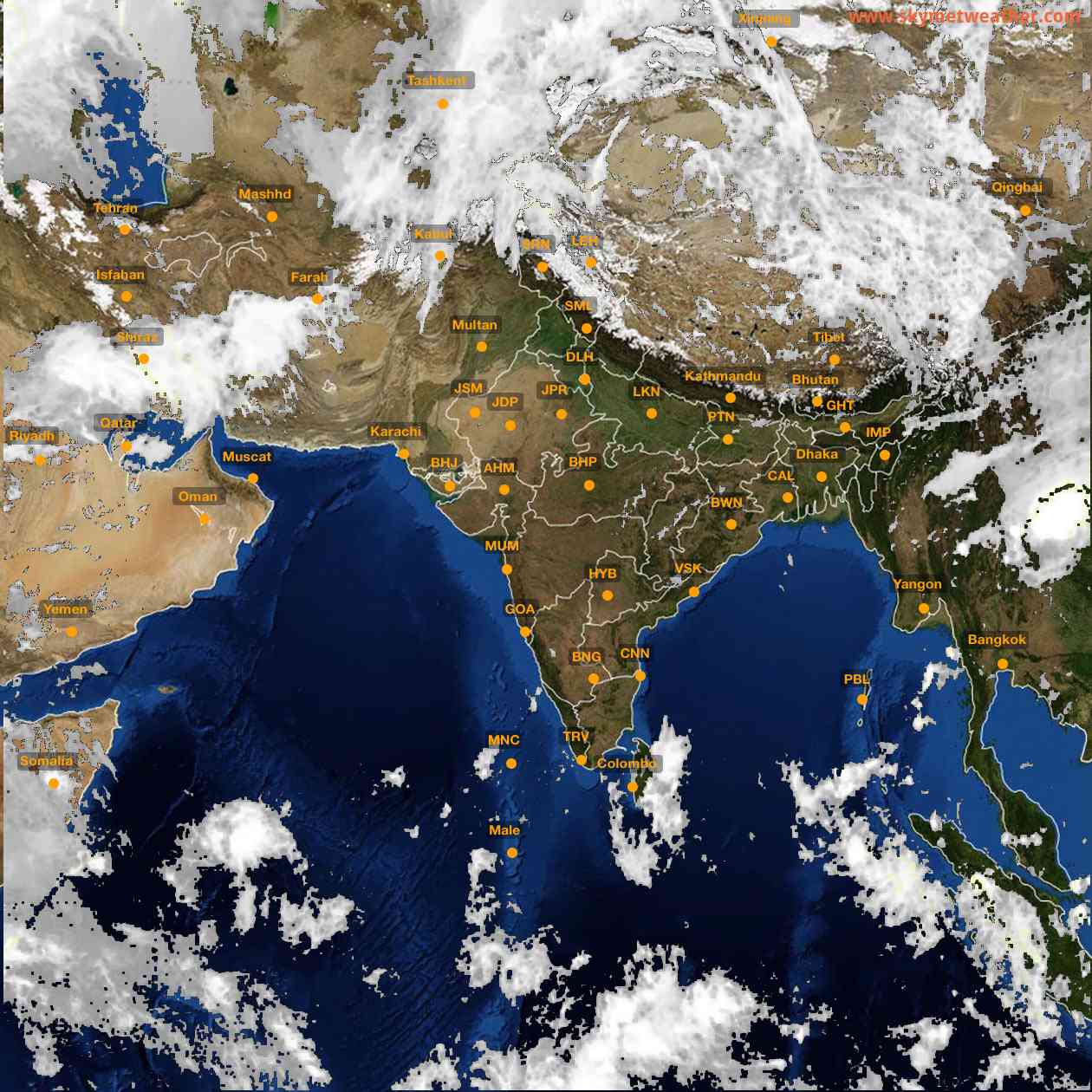 Latest INSAT Weather Satellite Image of India - Infrared Map - 12:00 IST on 23 April 2026