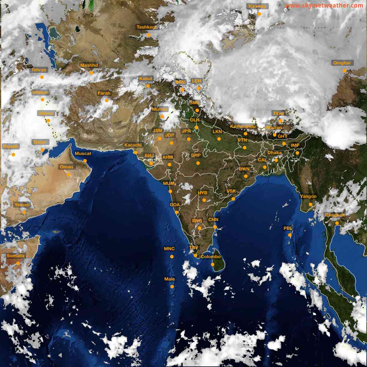 Latest INSAT Weather Satellite Image of India - Infrared Map - 01:00 IST on 25 April 2026
