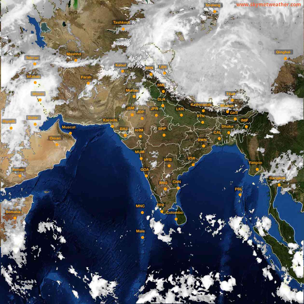 Latest INSAT Weather Satellite Image of India - Infrared Map - 03:00 IST on 25 April 2026