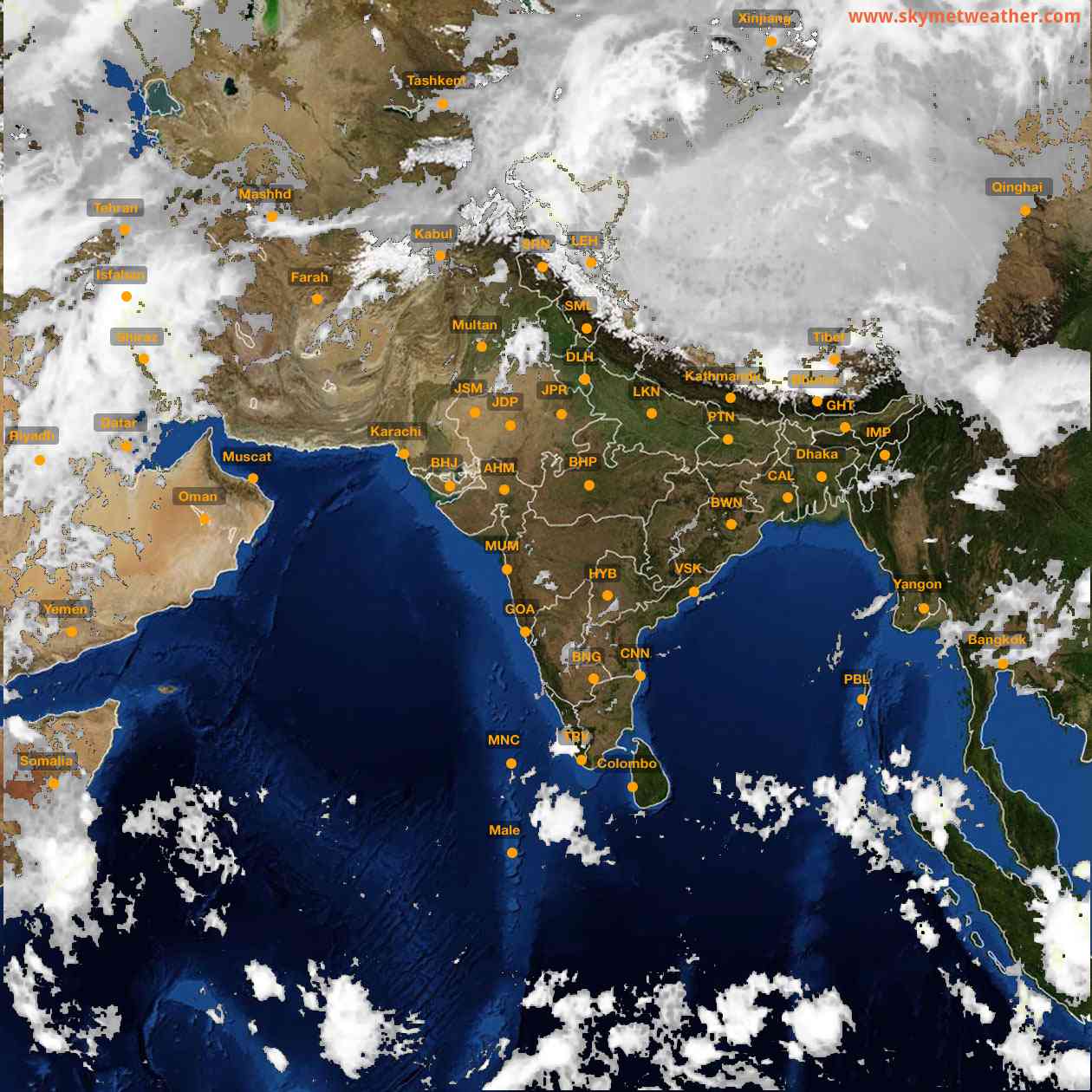 Latest INSAT Weather Satellite Image of India - Infrared Map - 05:00 IST on 25 April 2026