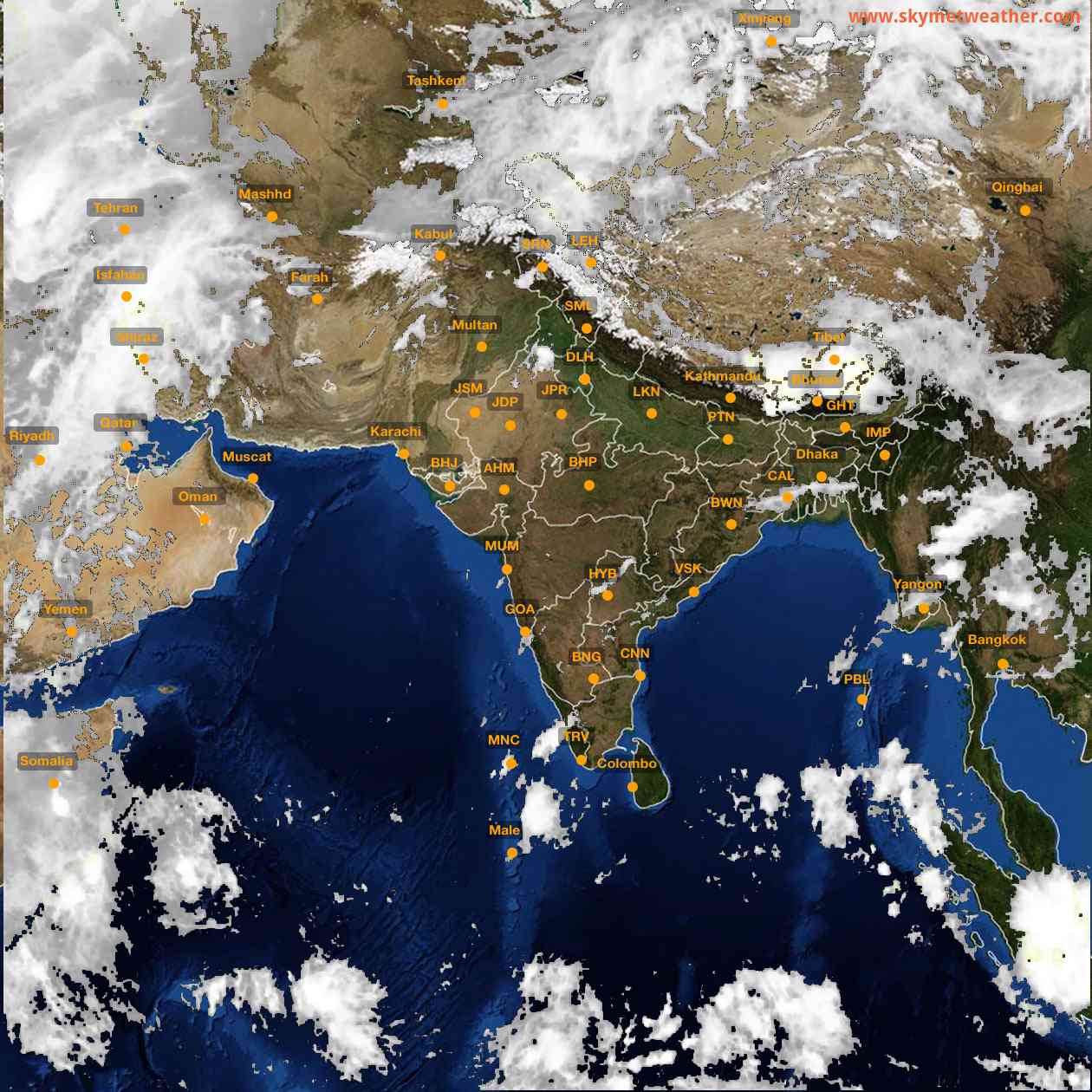 Latest INSAT Weather Satellite Image of India - Infrared Map - 09:00 IST on 25 April 2026