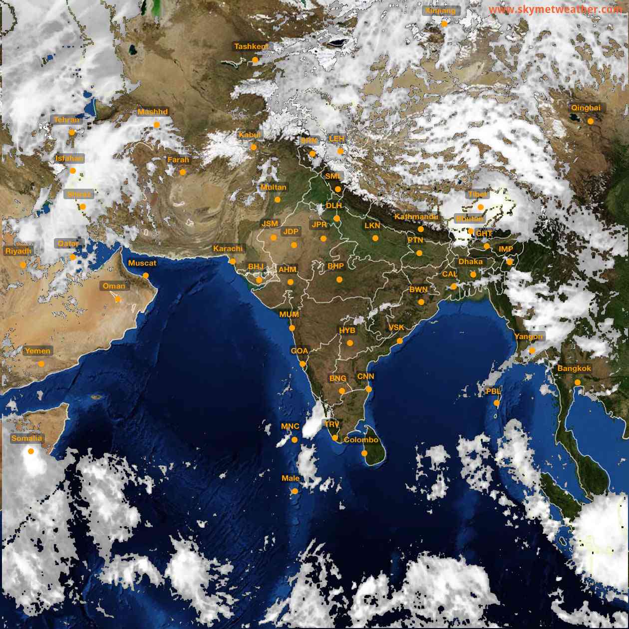 Latest INSAT Weather Satellite Image of India - Infrared Map - 12:00 IST on 25 April 2026