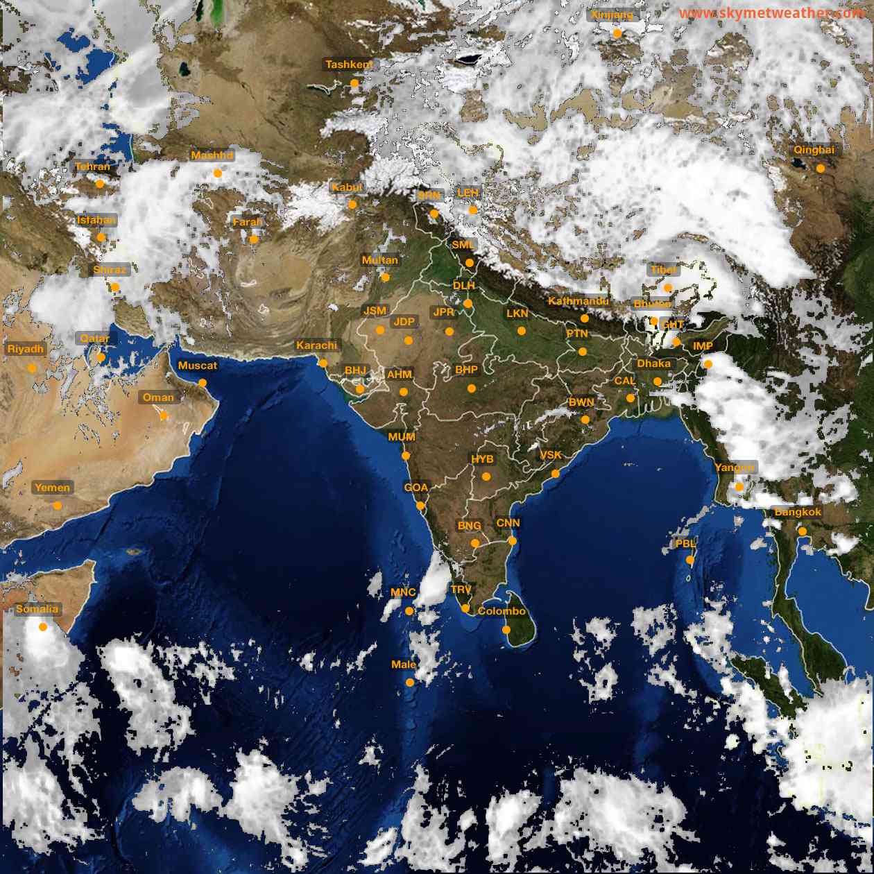 Latest INSAT Weather Satellite Image of India - Infrared Map - 14:00 IST on 25 April 2026