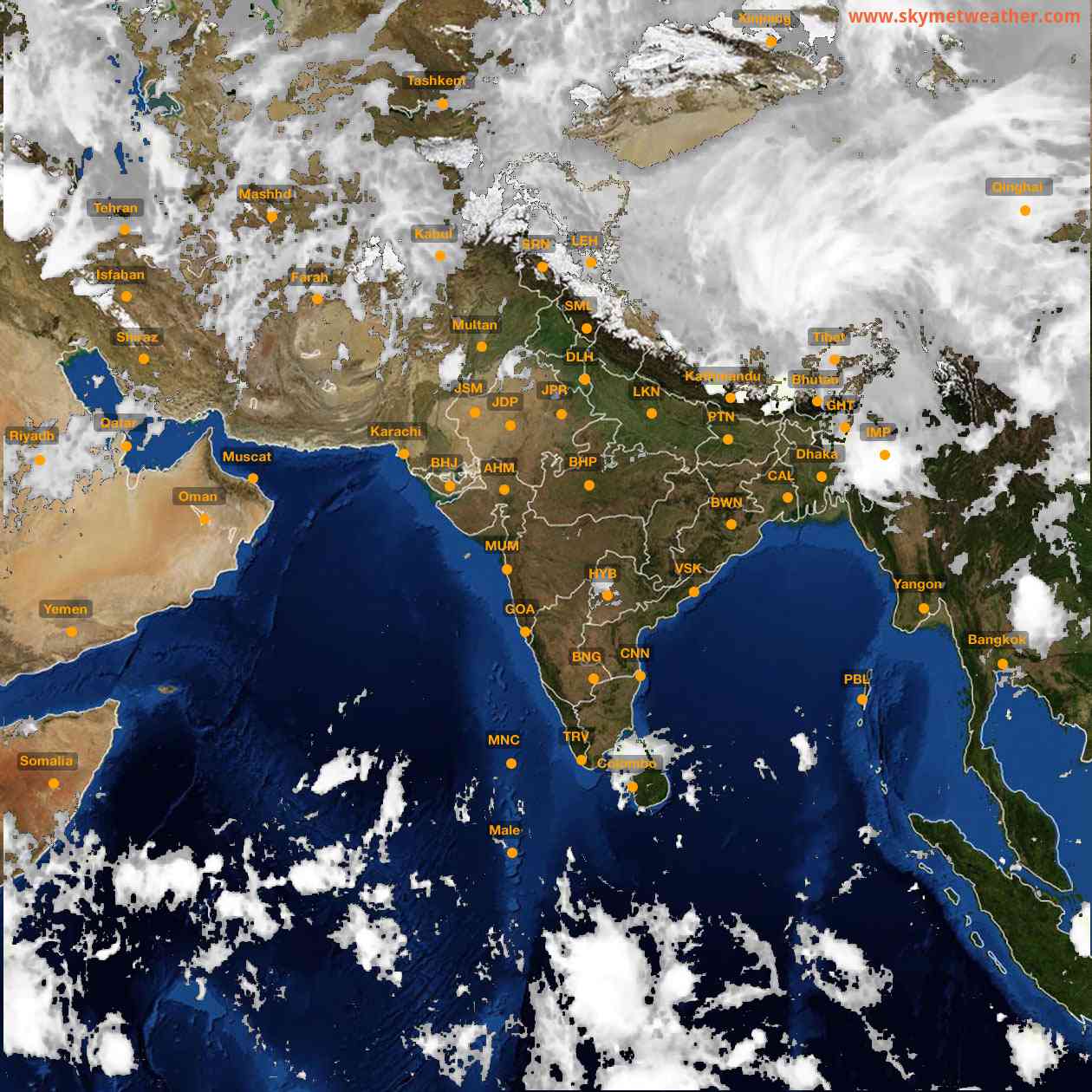 Latest INSAT Weather Satellite Image of India - Infrared Map - 01:00 IST on 27 April 2026