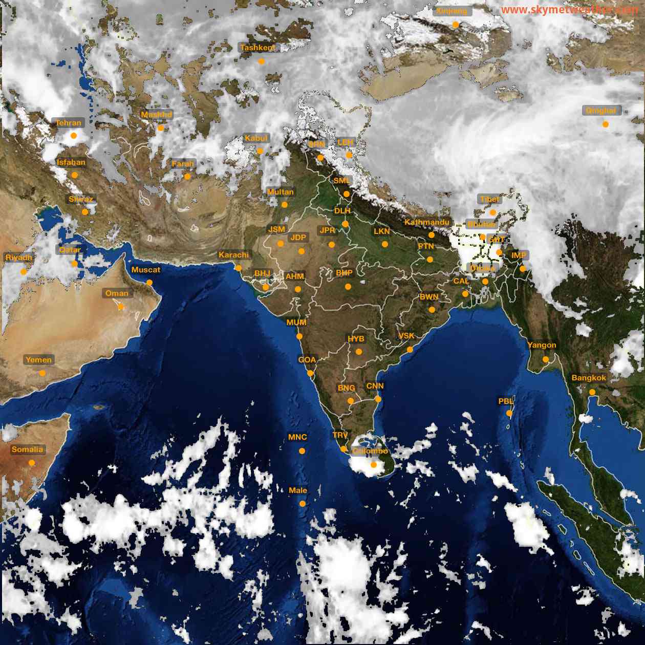Latest INSAT Weather Satellite Image of India - Infrared Map - 07:00 IST on 27 April 2026