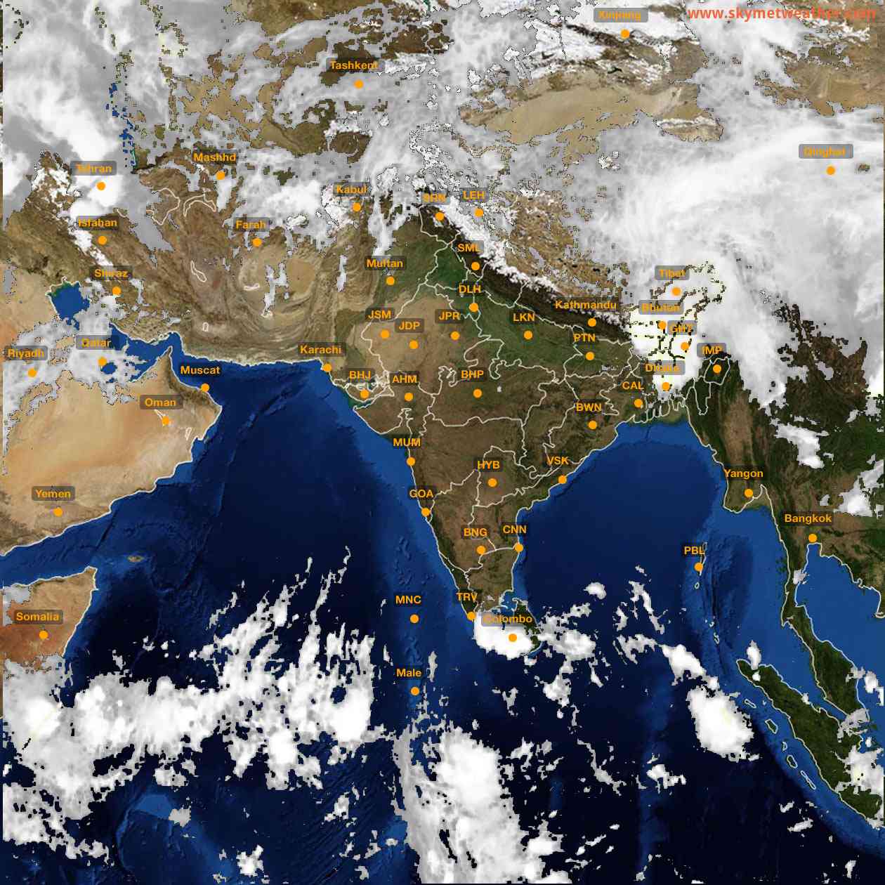 Latest INSAT Weather Satellite Image of India - Infrared Map - 09:00 IST on 27 April 2026