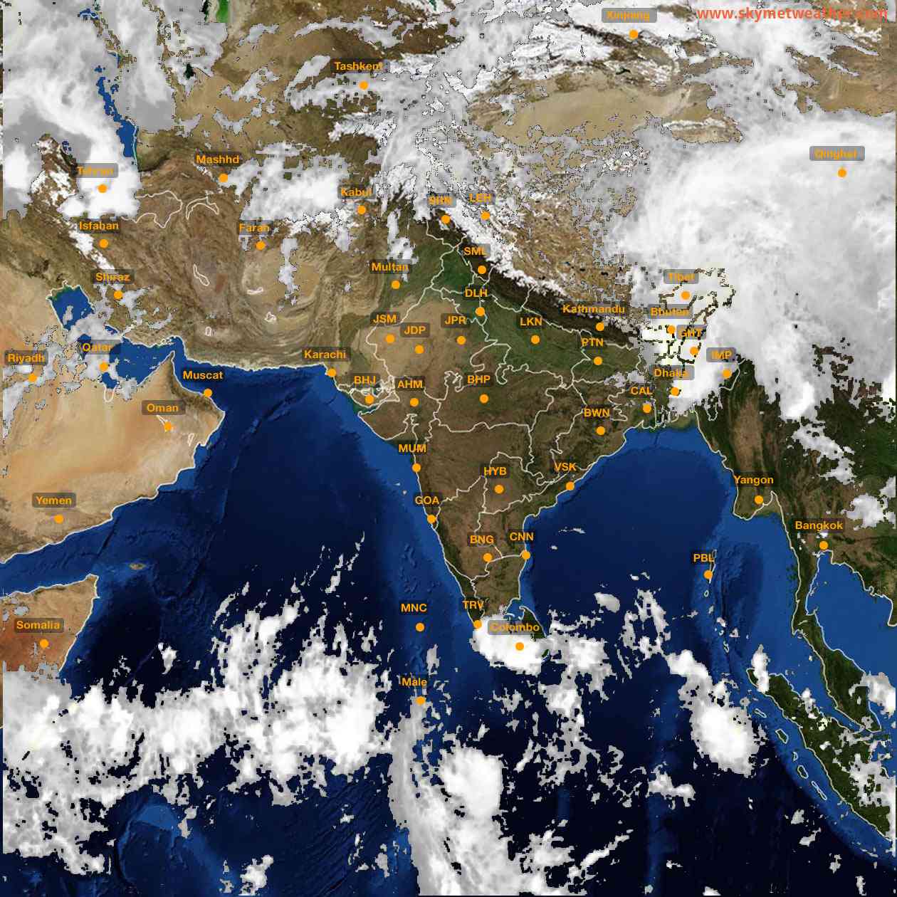 Latest INSAT Weather Satellite Image of India - Infrared Map - 11:00 IST on 27 April 2026