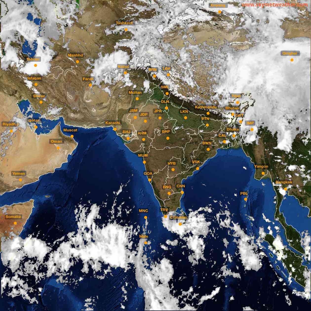 Latest INSAT Weather Satellite Image of India - Infrared Map - 14:00 IST on 27 April 2026