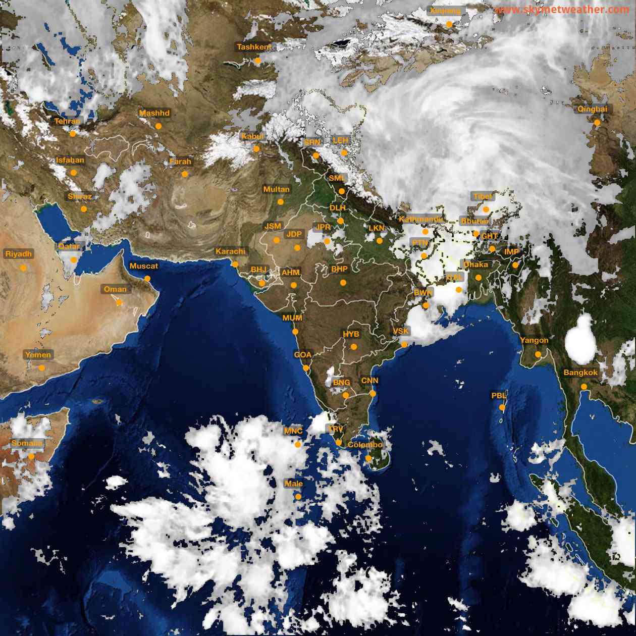 Latest INSAT Weather Satellite Image of India - Infrared Map - 01:00 IST on 30 April 2026