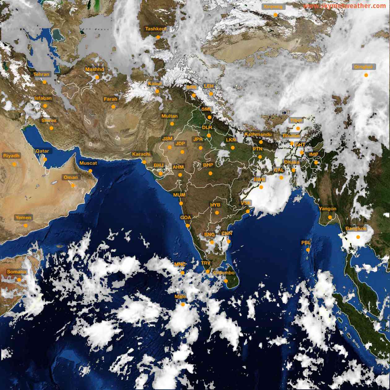 Latest INSAT Weather Satellite Image of India - Infrared Map - 08:00 IST on 1 May 2026