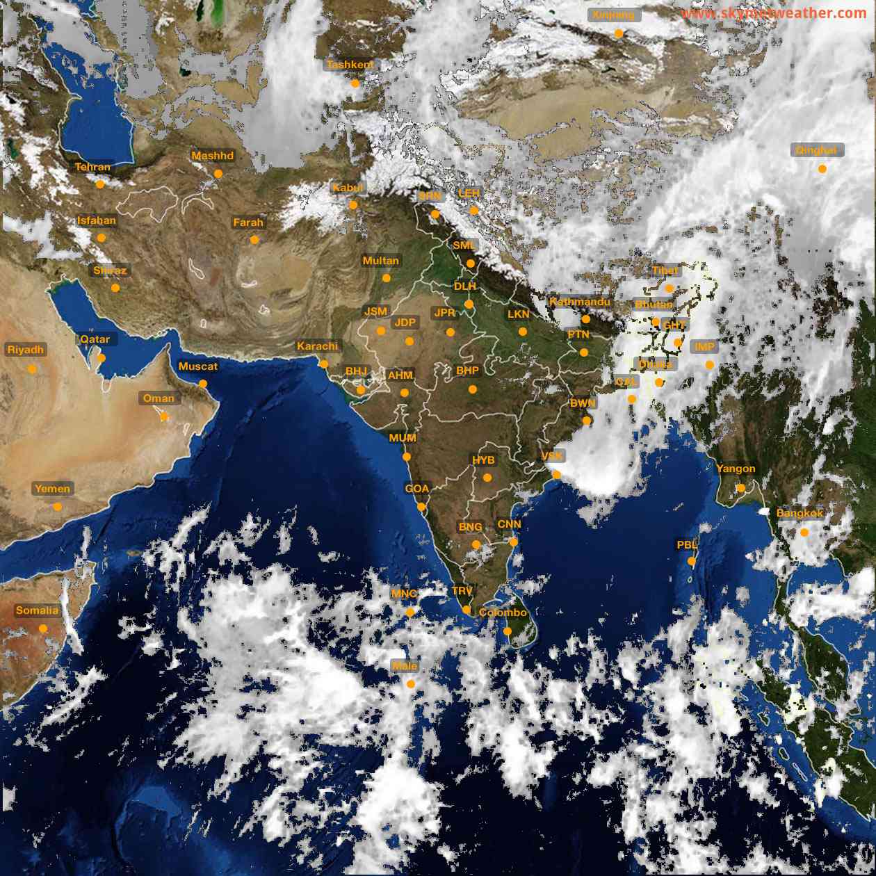 Latest INSAT Weather Satellite Image of India - Infrared Map - 12:00 IST on 1 May 2026