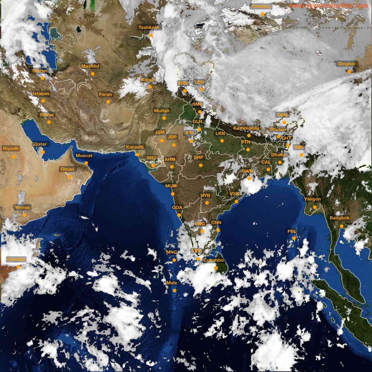 Latest INSAT Weather Satellite Image of India - Infrared Map - 02:00 IST on 3 May 2026