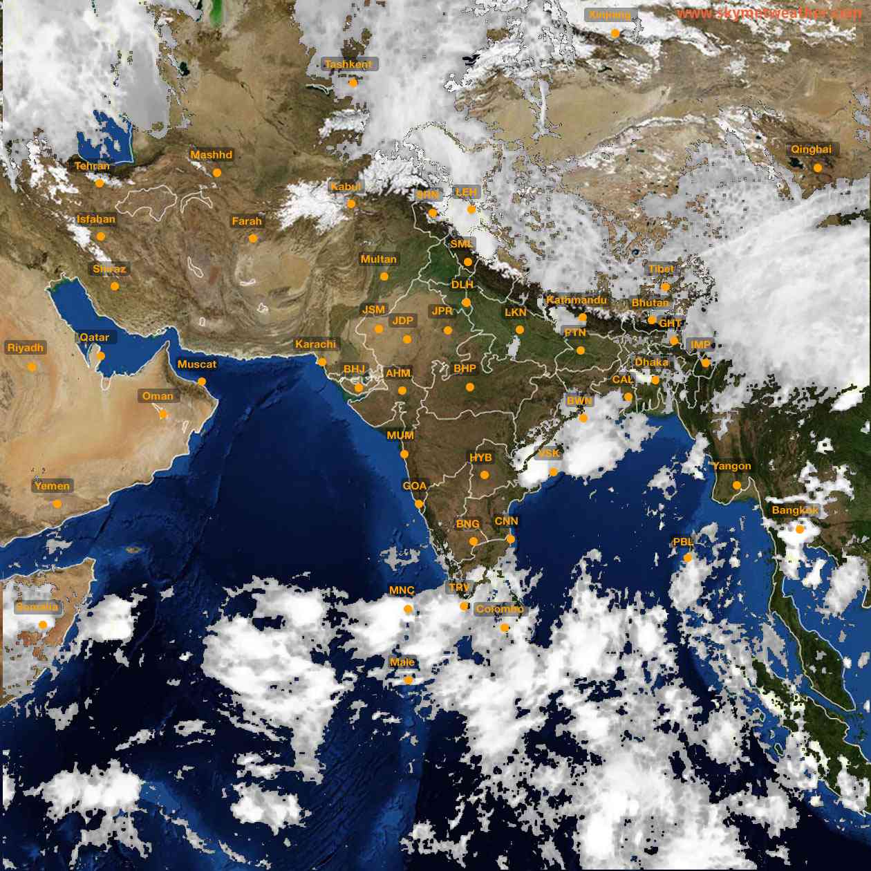 Latest INSAT Weather Satellite Image of India - Infrared Map - 12:00 IST on 3 May 2026