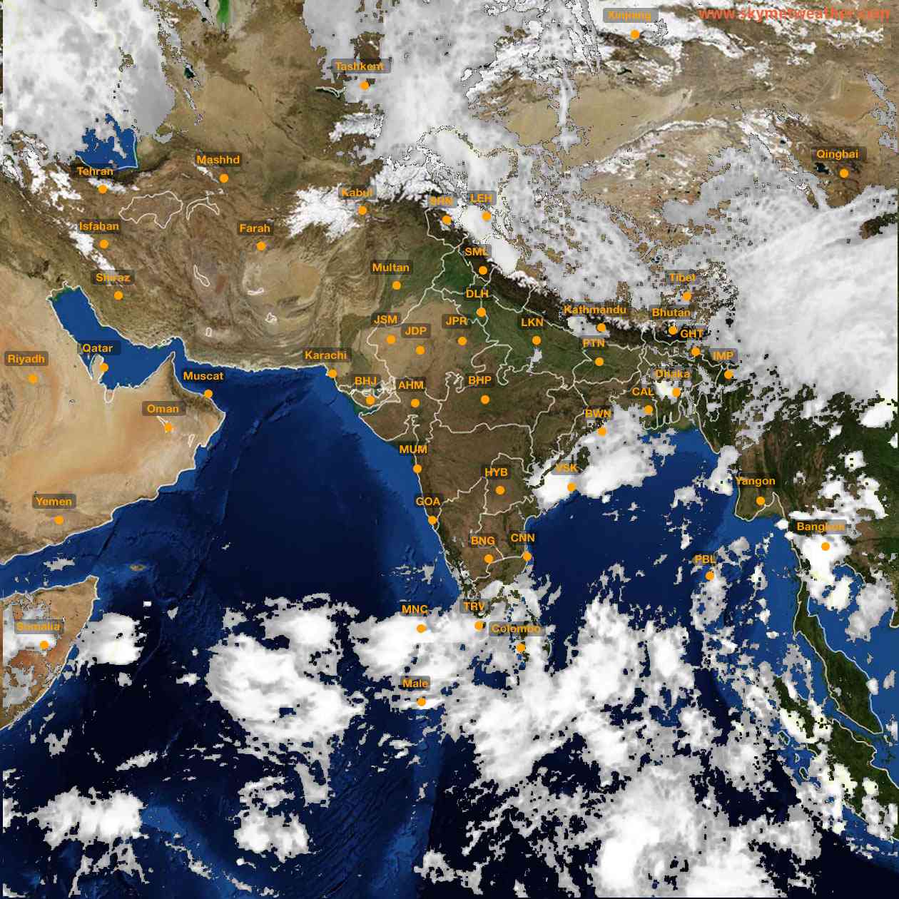 Latest INSAT Weather Satellite Image of India - Infrared Map - 13:00 IST on 3 May 2026