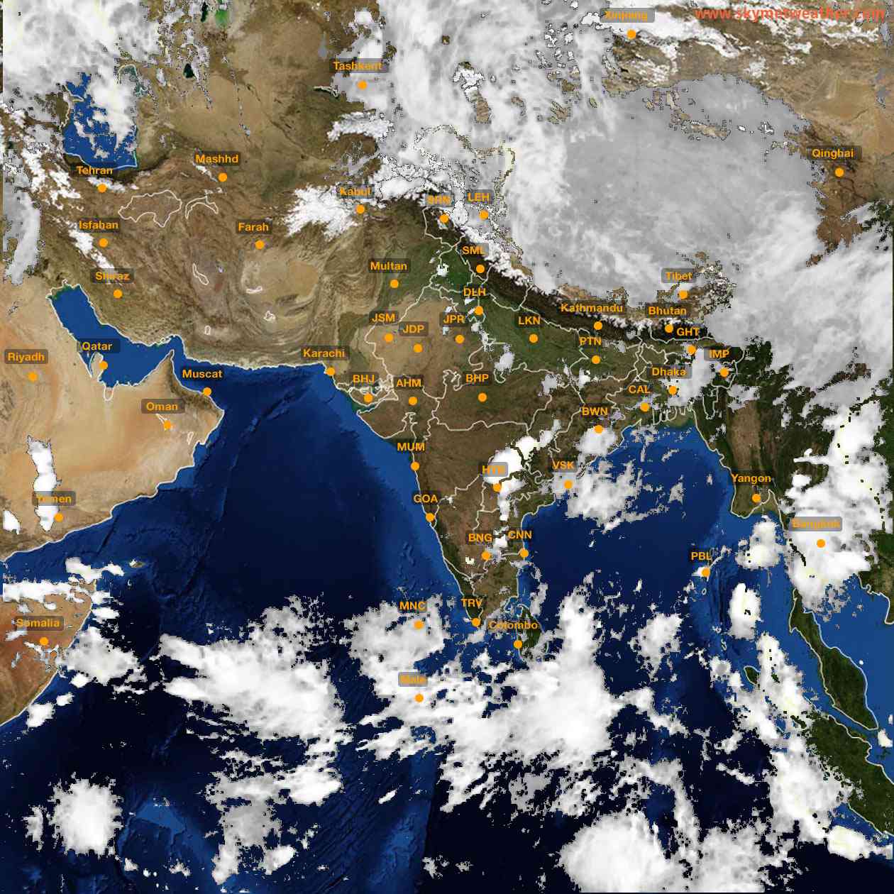 Latest INSAT Weather Satellite Image of India - Infrared Map - 19:00 IST on 3 May 2026