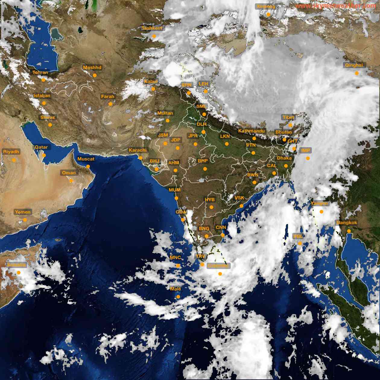 Latest INSAT Weather Satellite Image of India - Infrared Map - 20:00 IST on 11 May 2026
