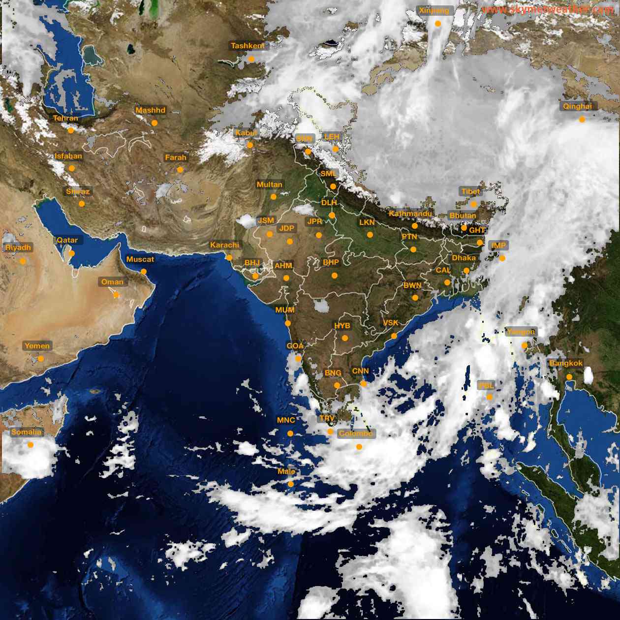 Latest INSAT Weather Satellite Image of India - Infrared Map - 01:00 IST on 12 May 2026