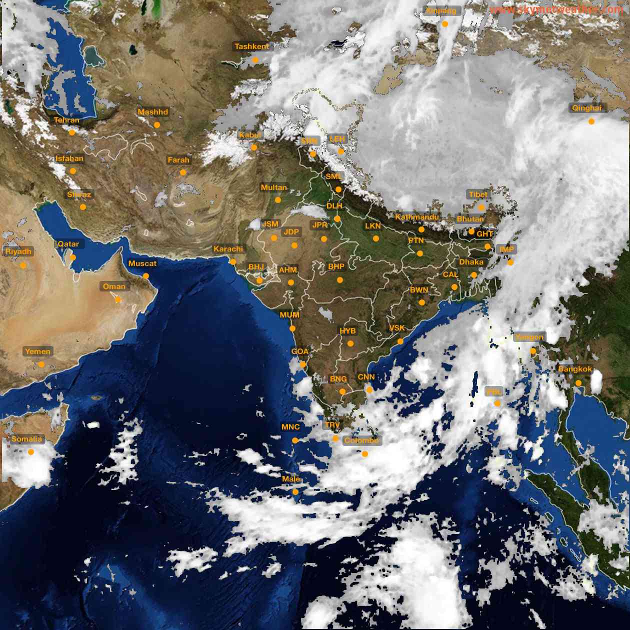 Latest INSAT Weather Satellite Image of India - Infrared Map - 02:00 IST on 12 May 2026