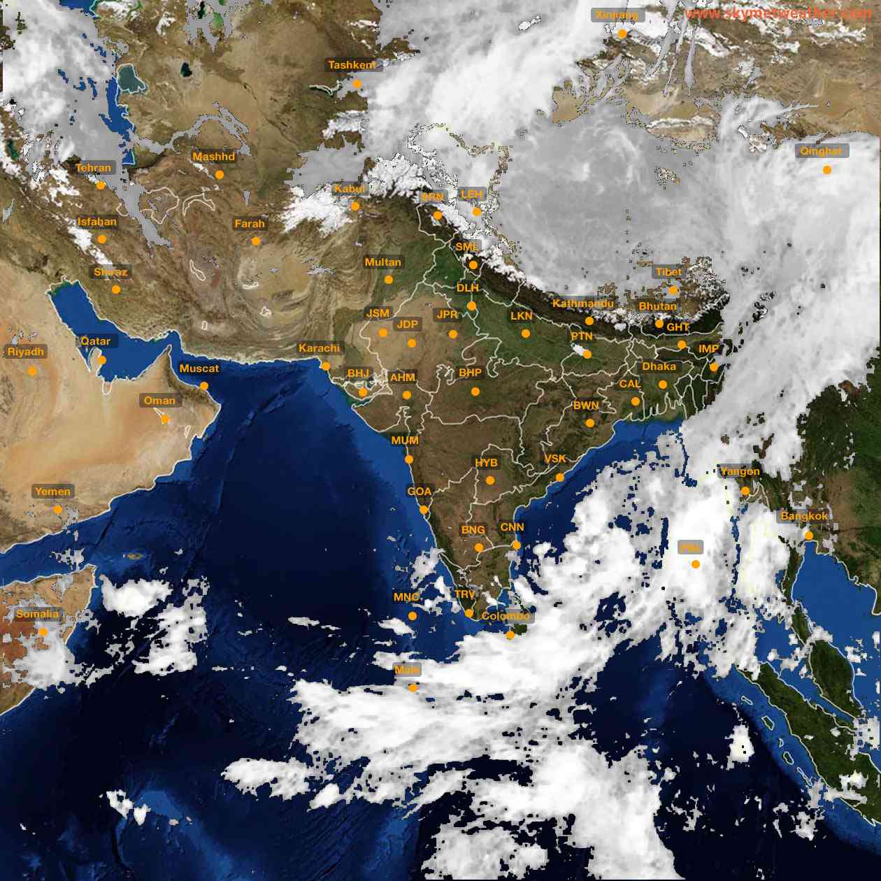 Latest INSAT Weather Satellite Image of India - Infrared Map - 07:00 IST on 12 May 2026