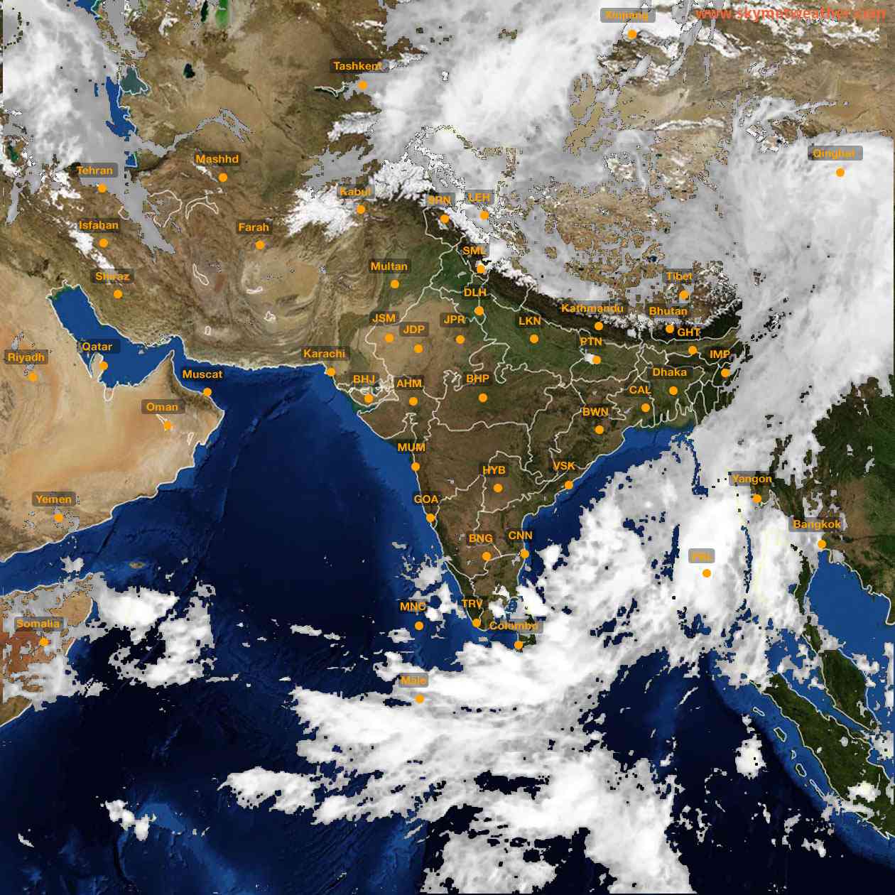 Latest INSAT Weather Satellite Image of India - Infrared Map - 08:00 IST on 12 May 2026