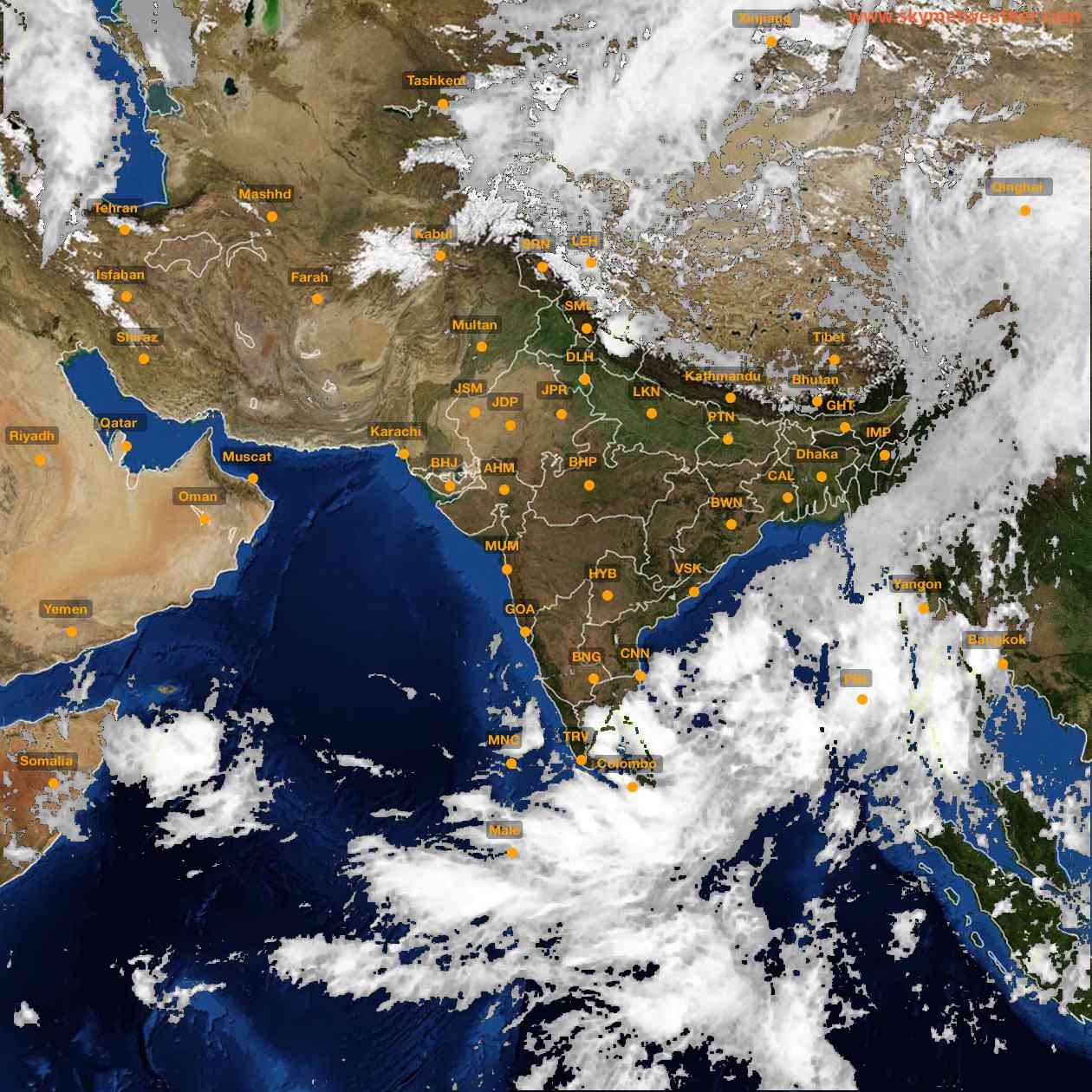 Latest INSAT Weather Satellite Image of India - Infrared Map - 11:00 IST on 12 May 2026