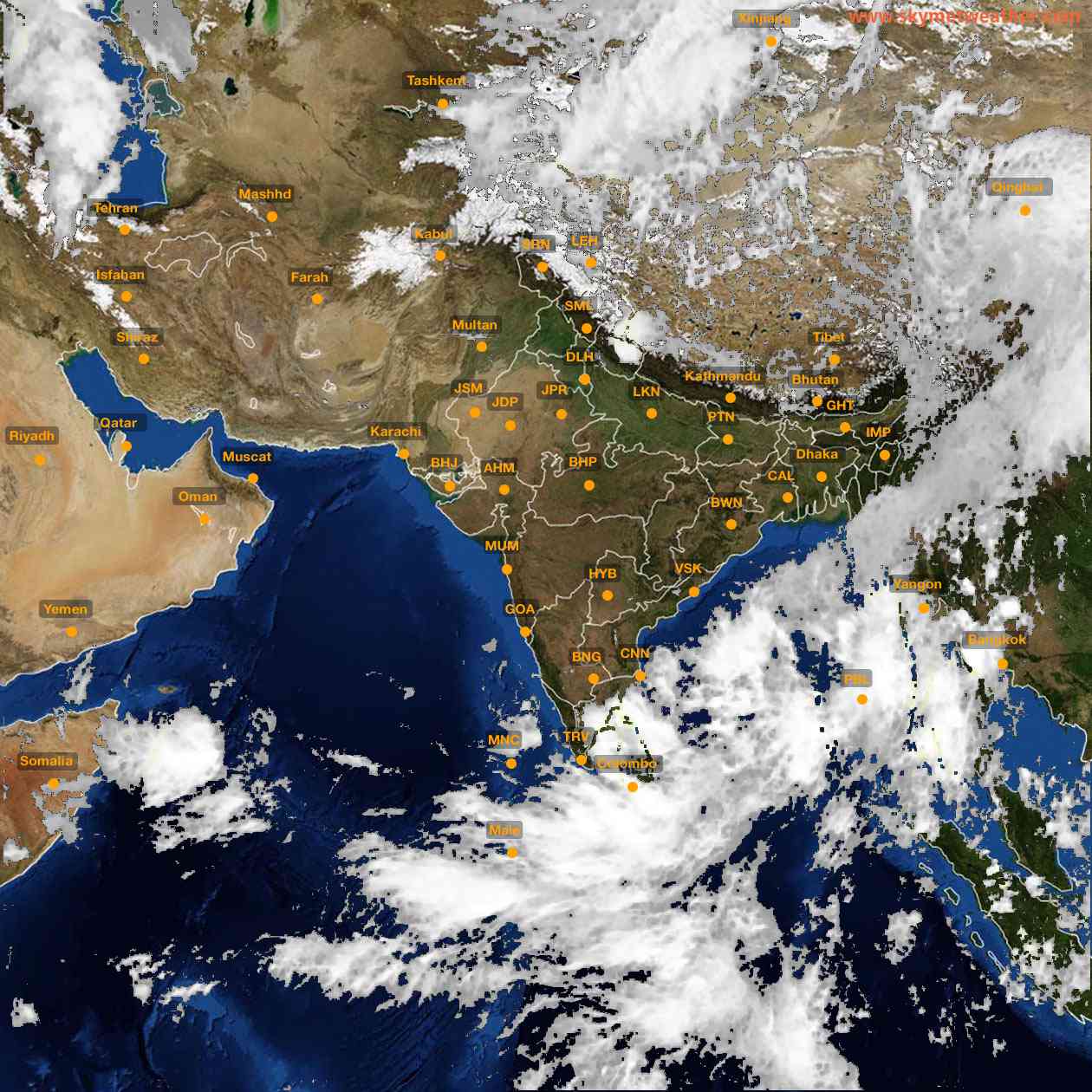 Latest INSAT Weather Satellite Image of India - Infrared Map - 12:00 IST on 12 May 2026