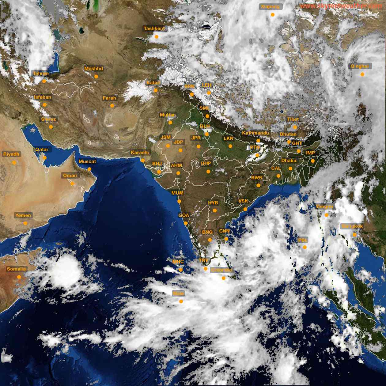 Latest INSAT Weather Satellite Image of India - Infrared Map - 16:00 IST on 12 May 2026