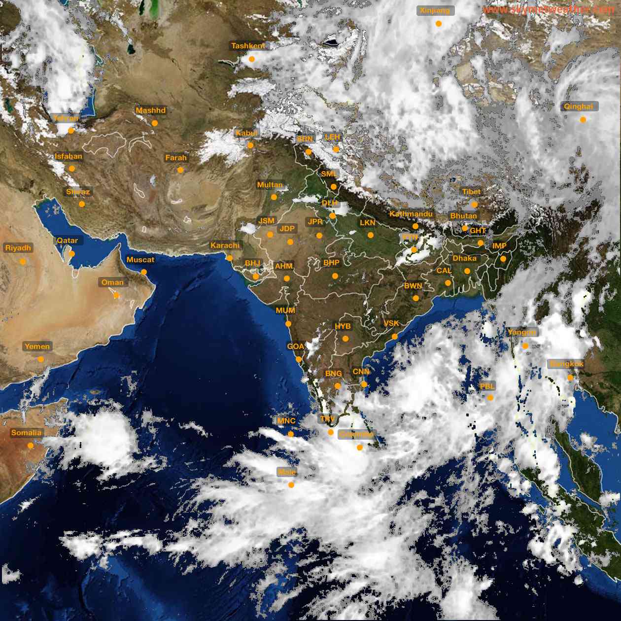 Latest INSAT Weather Satellite Image of India - Infrared Map - 17:00 IST on 12 May 2026