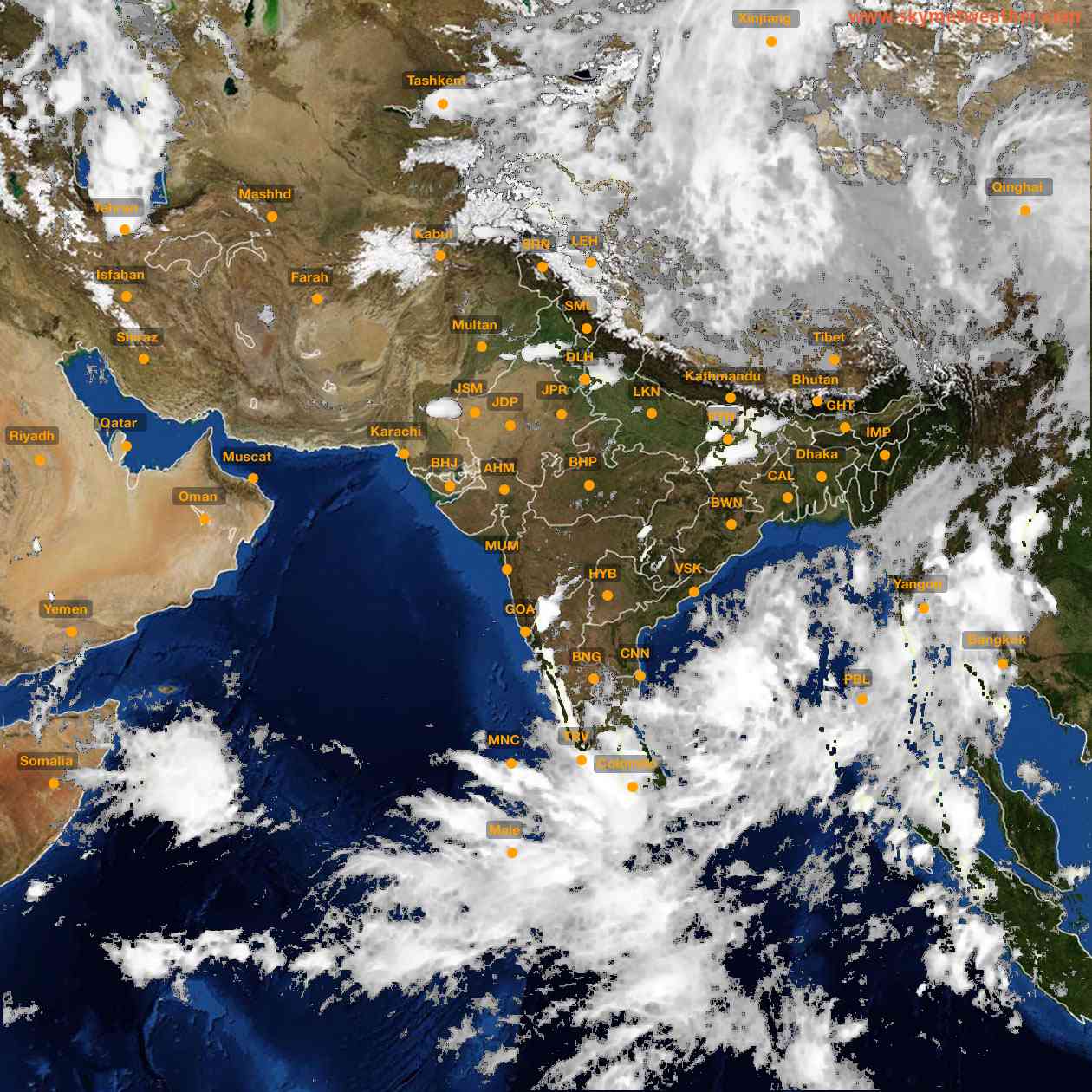 Latest INSAT Weather Satellite Image of India - Infrared Map - 18:00 IST on 12 May 2026