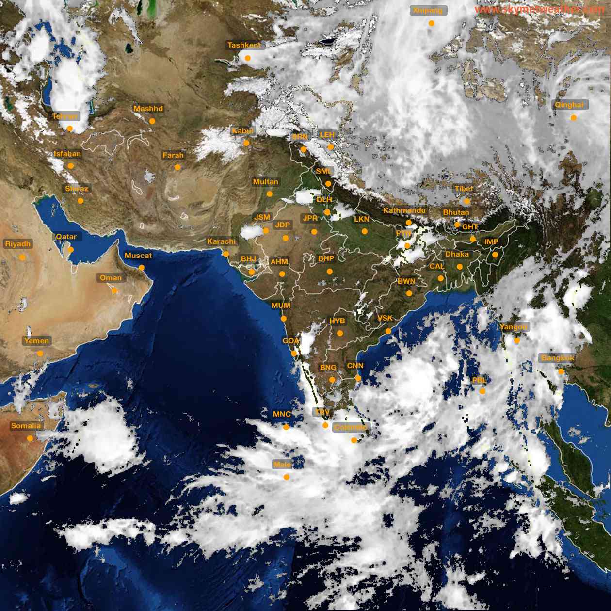 Latest INSAT Weather Satellite Image of India - Infrared Map - 19:00 IST on 12 May 2026