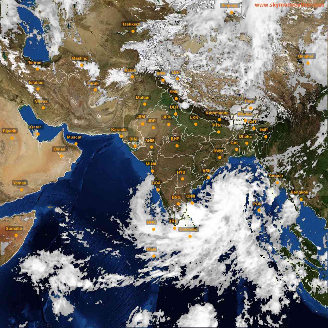 Latest INSAT Weather Satellite Image of India - Infrared Map - 12:00 IST on 13 May 2026