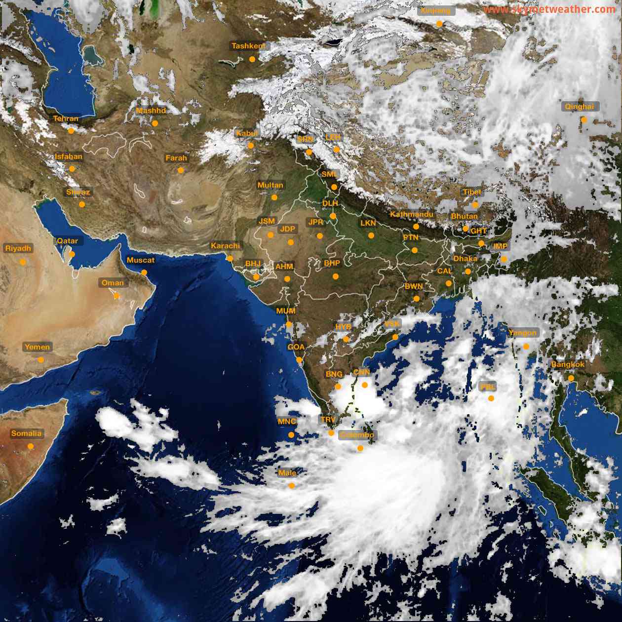 Latest INSAT Weather Satellite Image of India - Infrared Map - 12:00 IST on 14 May 2026