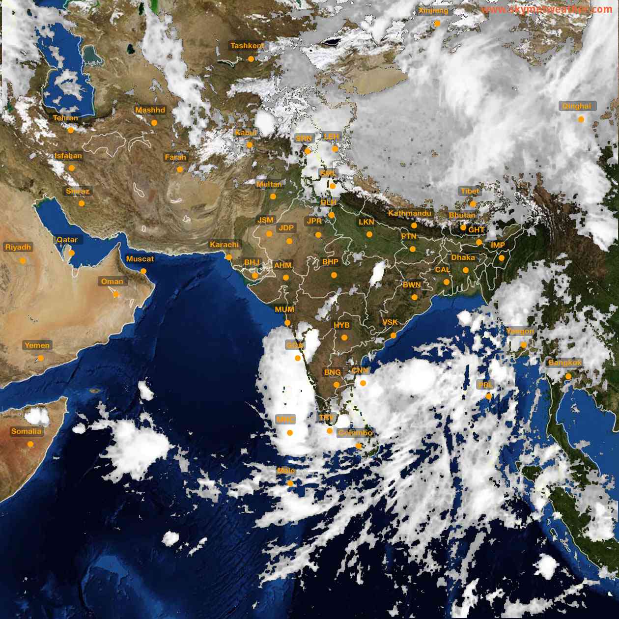 Latest INSAT Weather Satellite Image of India - Infrared Map - 01:00 IST on 15 May 2026