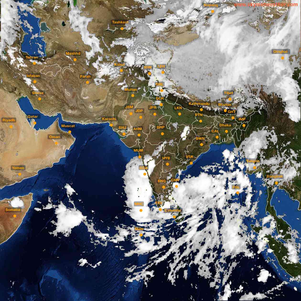 Latest INSAT Weather Satellite Image of India - Infrared Map - 02:00 IST on 15 May 2026