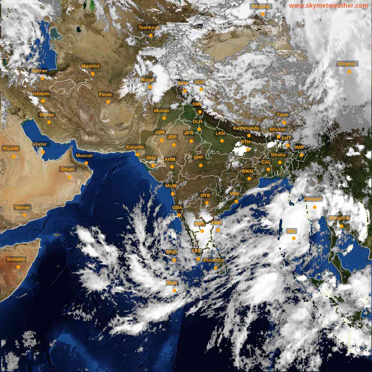 Latest INSAT Weather Satellite Image of India - Infrared Map - 15:00 IST on 15 May 2026
