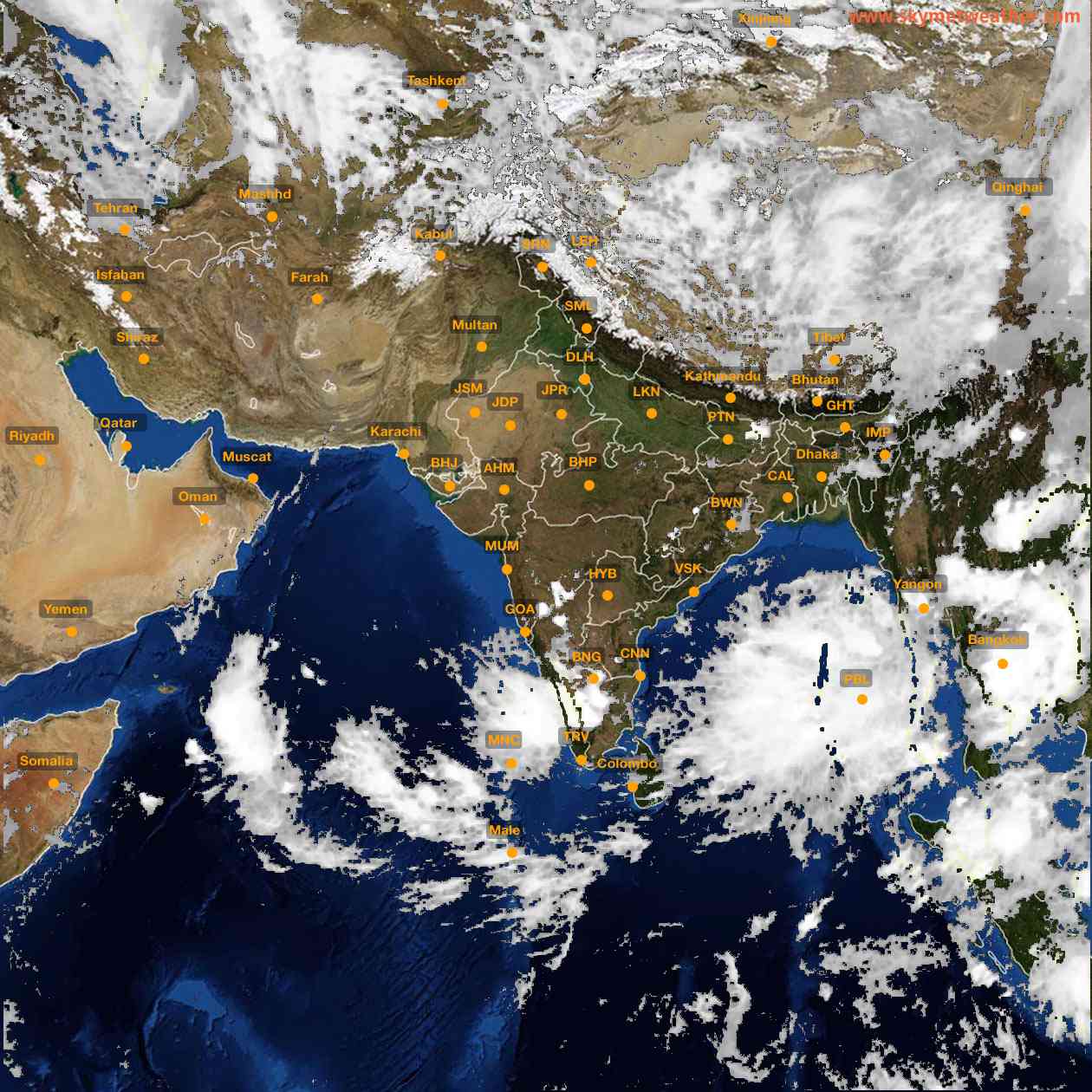 Latest INSAT Weather Satellite Image of India - Infrared Map - 16:00 IST on 17 May 2026
