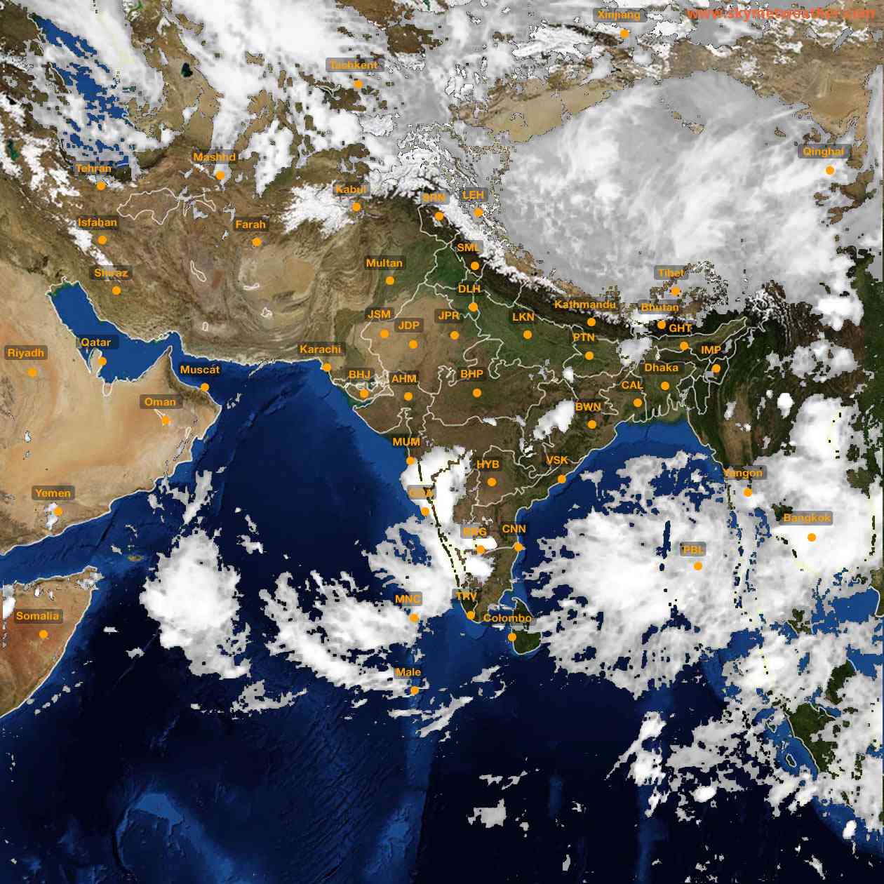 Latest INSAT Weather Satellite Image of India - Infrared Map - 20:00 IST on 17 May 2026