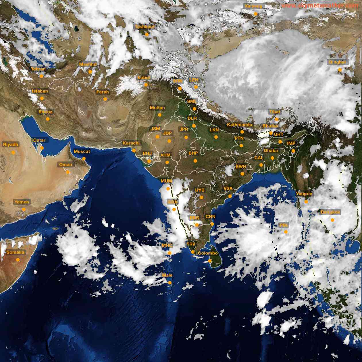 Latest INSAT Weather Satellite Image of India - Infrared Map - 22:00 IST on 17 May 2026