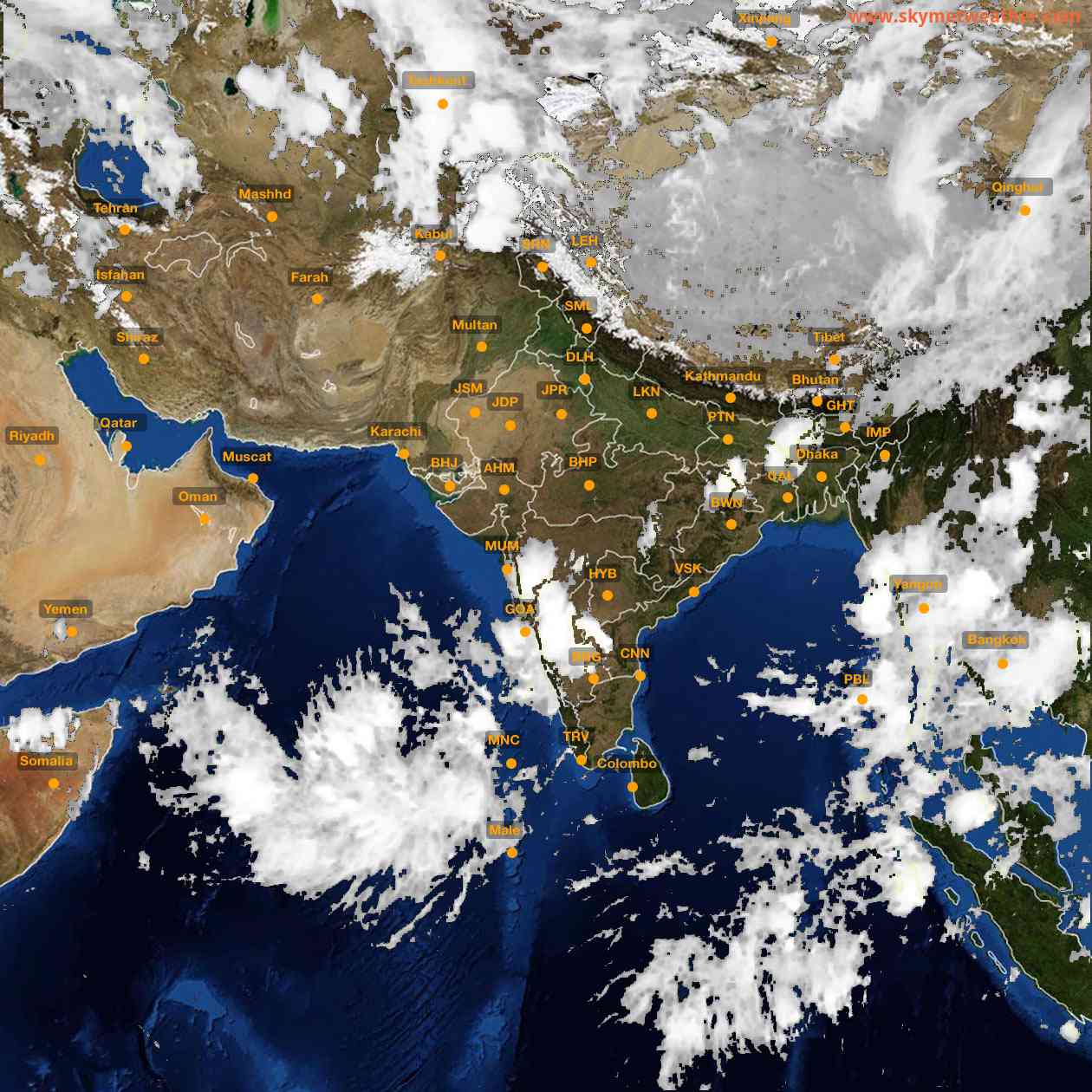 Latest INSAT Weather Satellite Image of India - Infrared Map - 22:00 IST on 18 May 2026