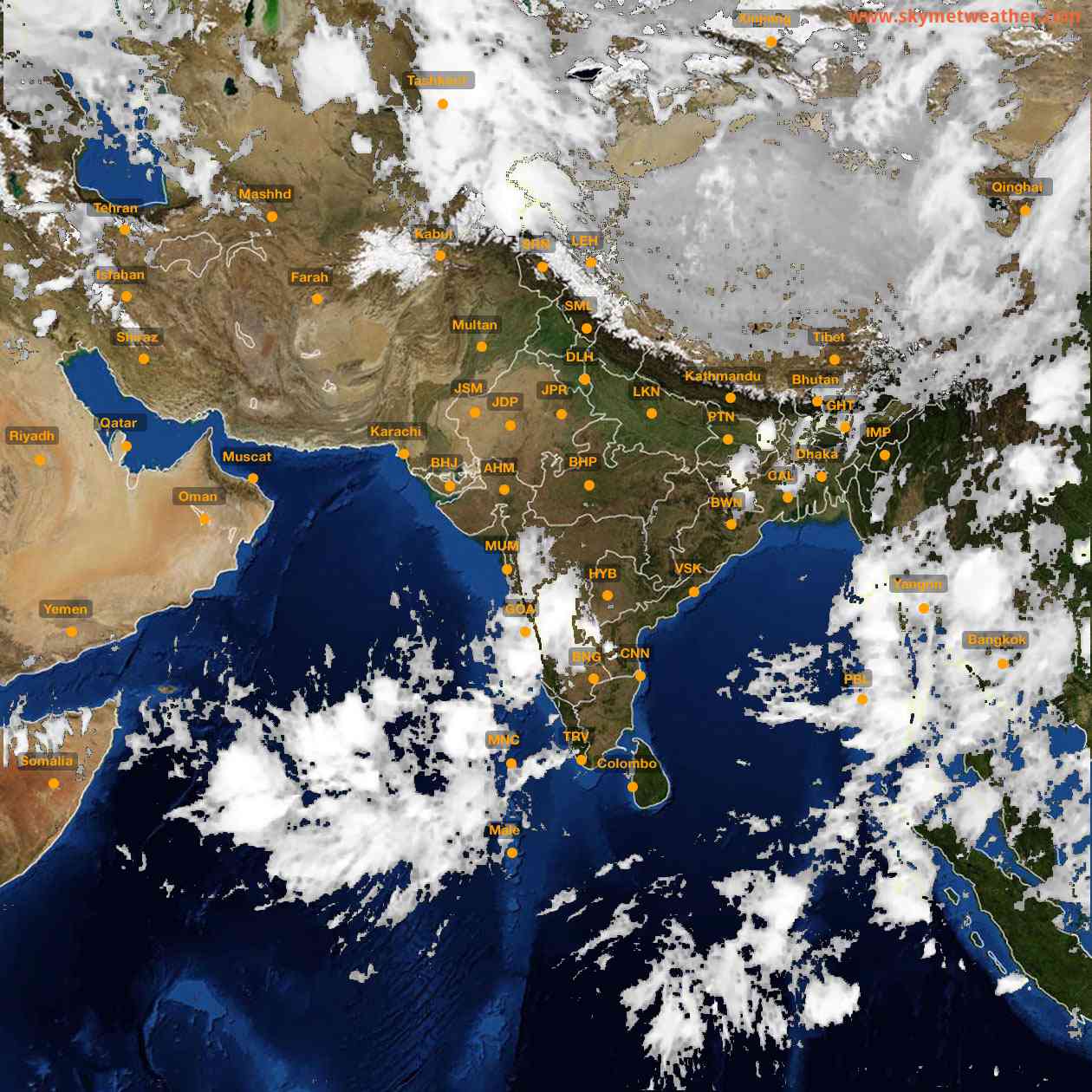 Latest INSAT Weather Satellite Image of India - Infrared Map - 01:00 IST on 19 May 2026