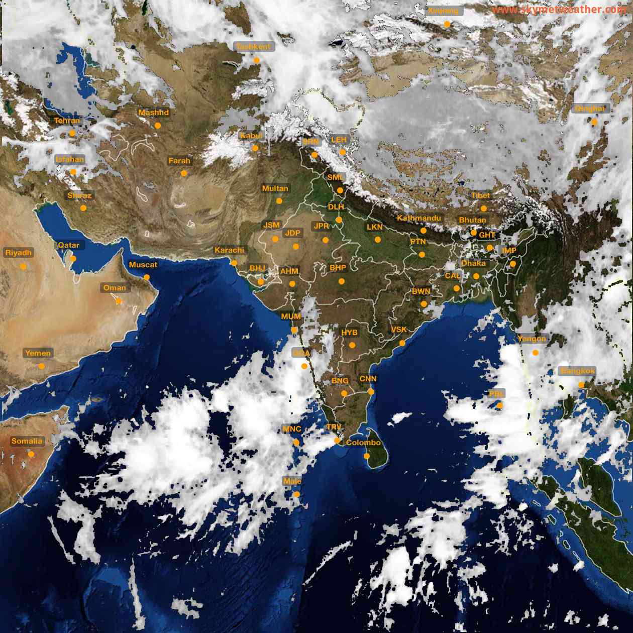 Latest INSAT Weather Satellite Image of India - Infrared Map - 07:00 IST on 19 May 2026