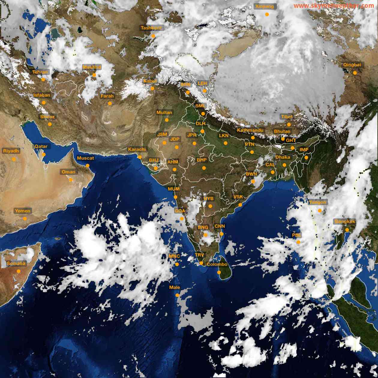 Latest INSAT Weather Satellite Image of India - Infrared Map - 03:00 IST on 20 May 2026