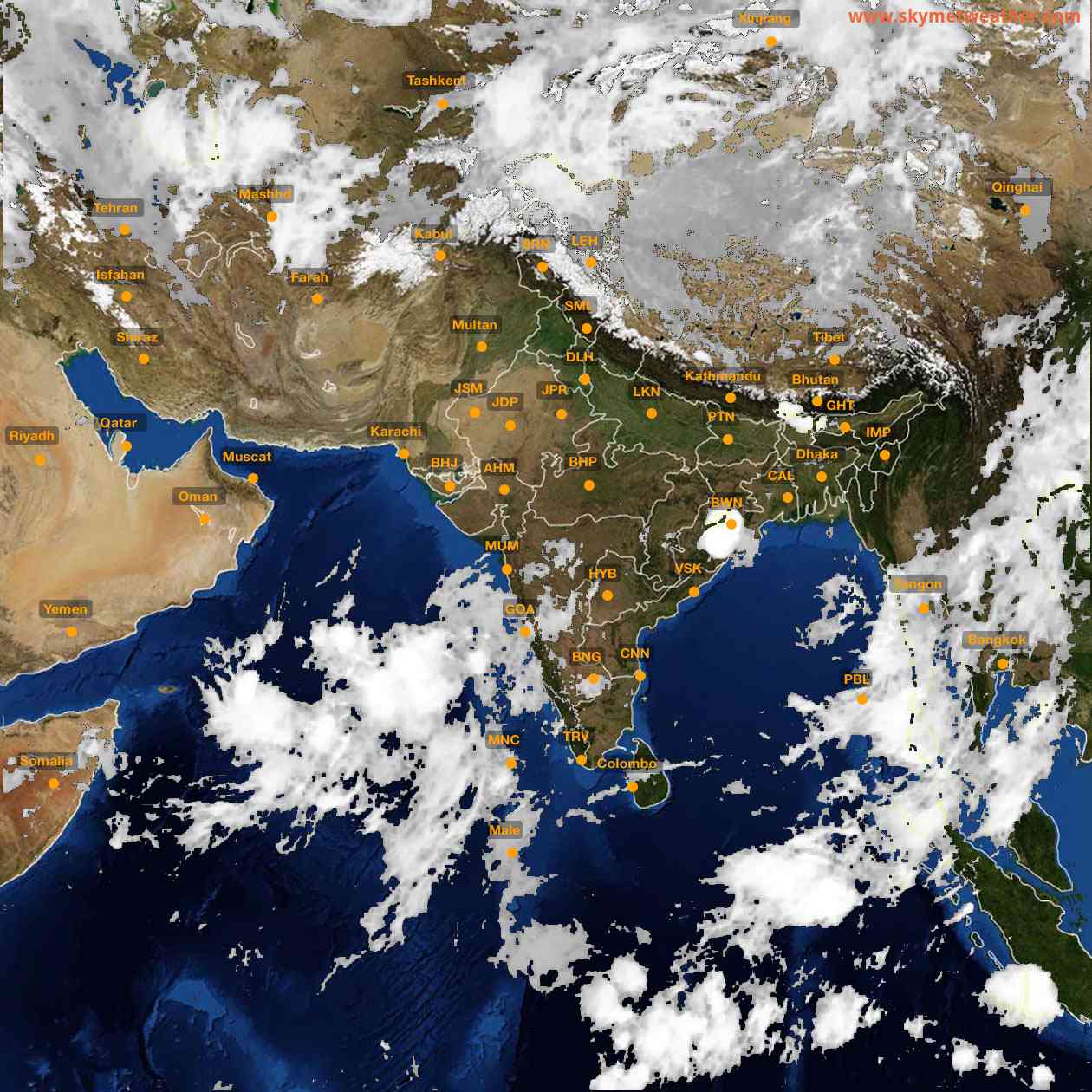 Latest INSAT Weather Satellite Image of India - Infrared Map - 07:00 IST on 20 May 2026