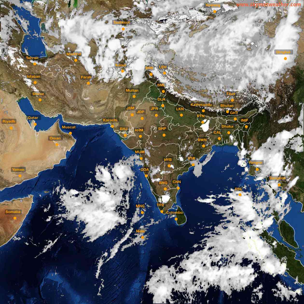 Latest INSAT Weather Satellite Image of India - Infrared Map - 19:00 IST on 20 May 2026