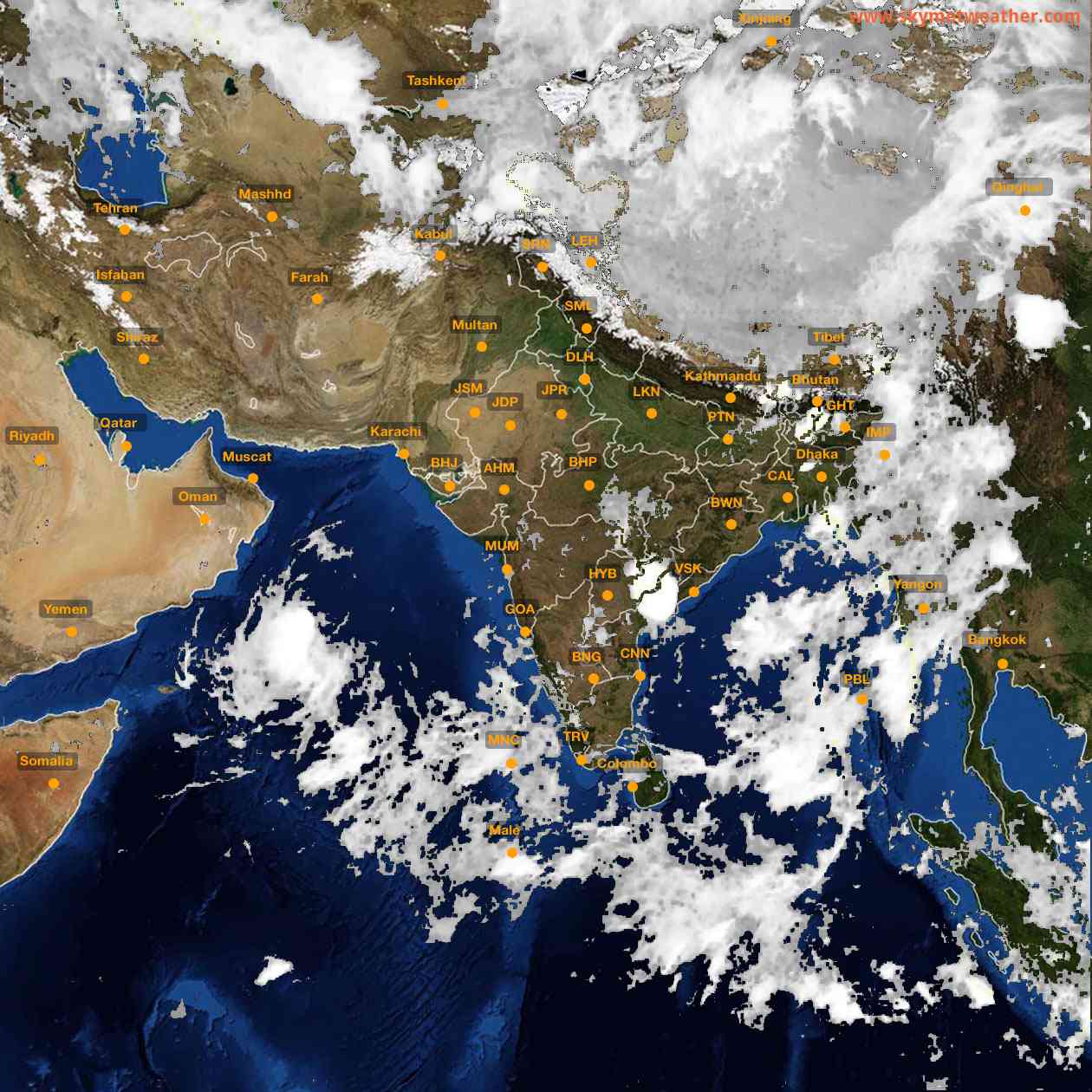 Latest INSAT Weather Satellite Image of India - Infrared Map - 02:00 IST on 23 May 2026