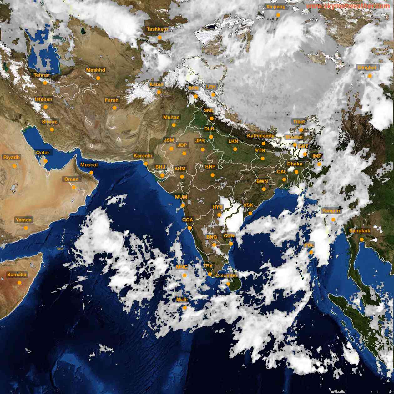 Latest INSAT Weather Satellite Image of India - Infrared Map - 05:00 IST on 23 May 2026