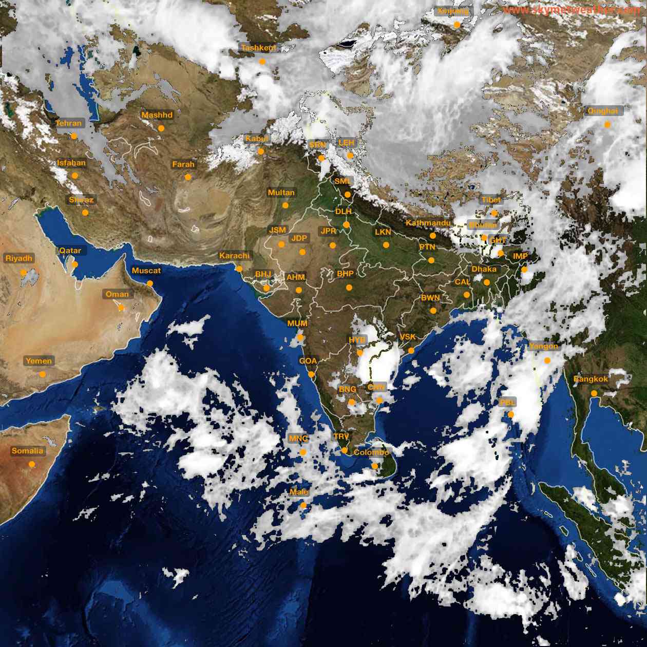 Latest INSAT Weather Satellite Image of India - Infrared Map - 07:00 IST on 23 May 2026