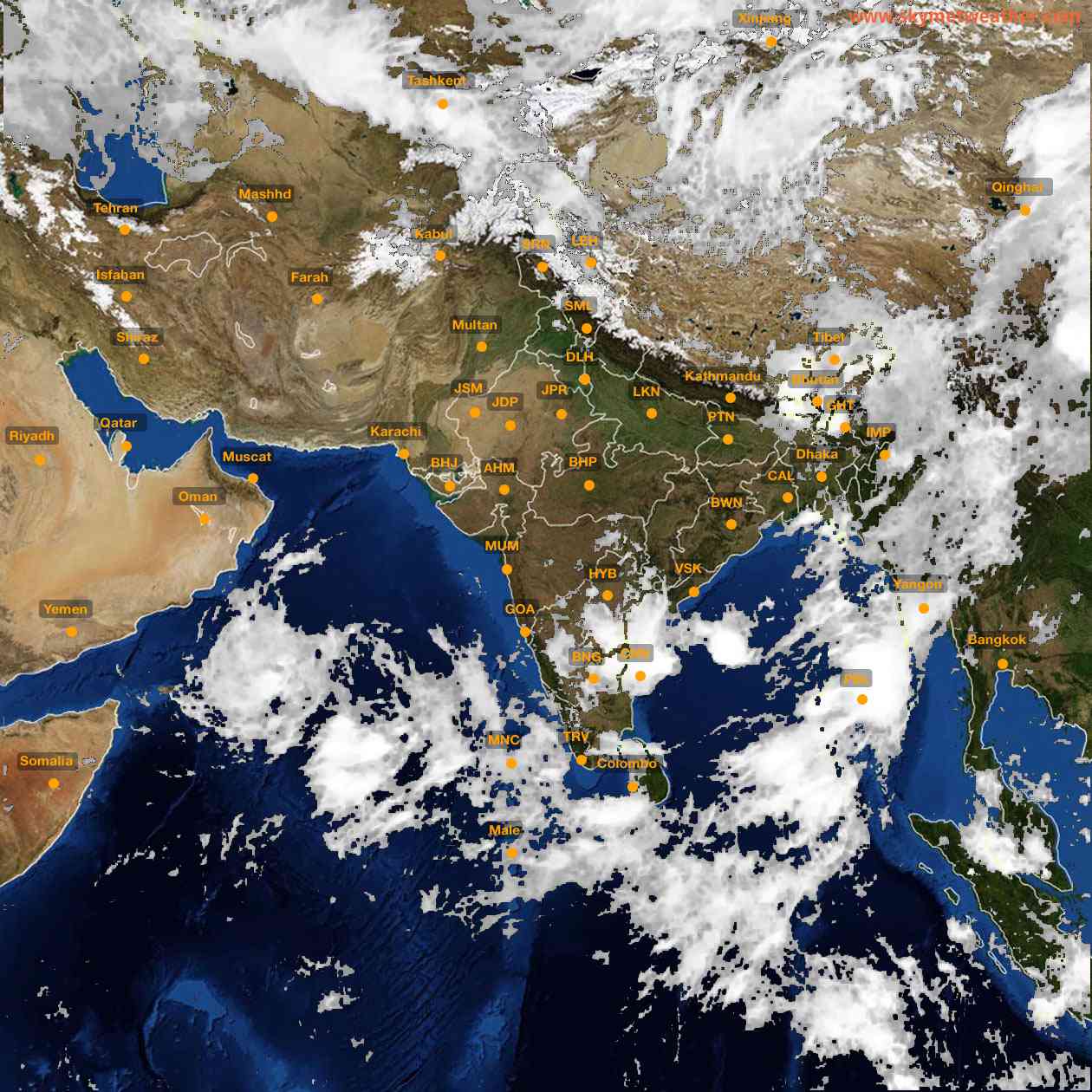 Latest INSAT Weather Satellite Image of India - Infrared Map - 10:00 IST on 23 May 2026