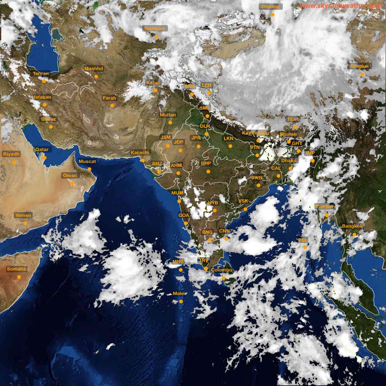 Latest INSAT Weather Satellite Image of India - Infrared Map - 20:00 IST on 23 May 2026