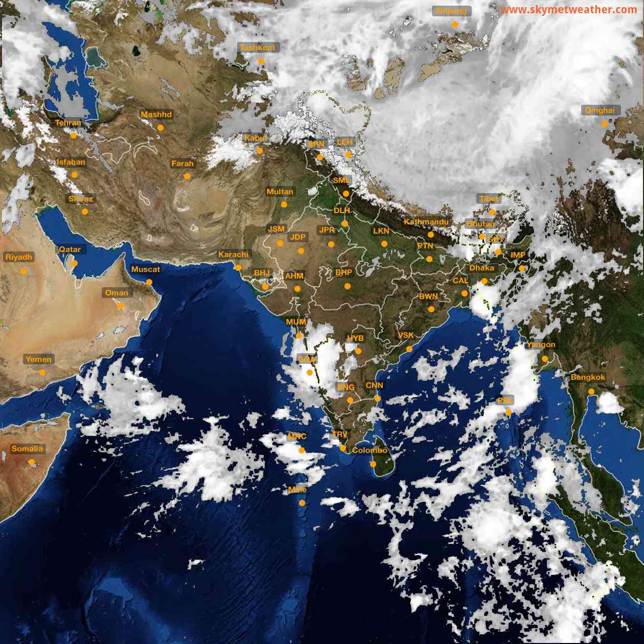 Latest INSAT Weather Satellite Image of India - Infrared Map - 05:00 IST on 24 May 2026